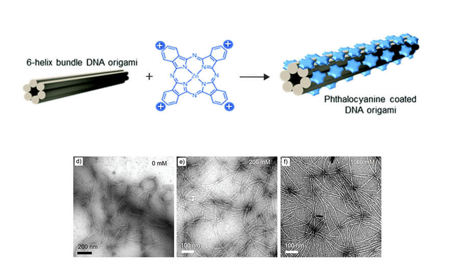research line in phthalocyanine-DNA origami complexes